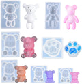 Bear Resin Mold 7 Pieces Lovely Teddy Bear Silicone Mold Bear Claw Crystal Epoxy Mold for Key Chain Jewelry DIY Craft