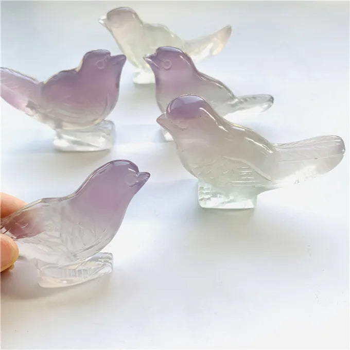 Wholesale Bulk Crystal Craving Rainbow Lavender Fluorite Bird Hand Carved Crystal Animal Carvings