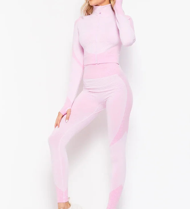 Soft Honeycomb Texture 2 Piece Crop Jacket Set 2 Piece Lounge Sets for Women Matching Workout Set