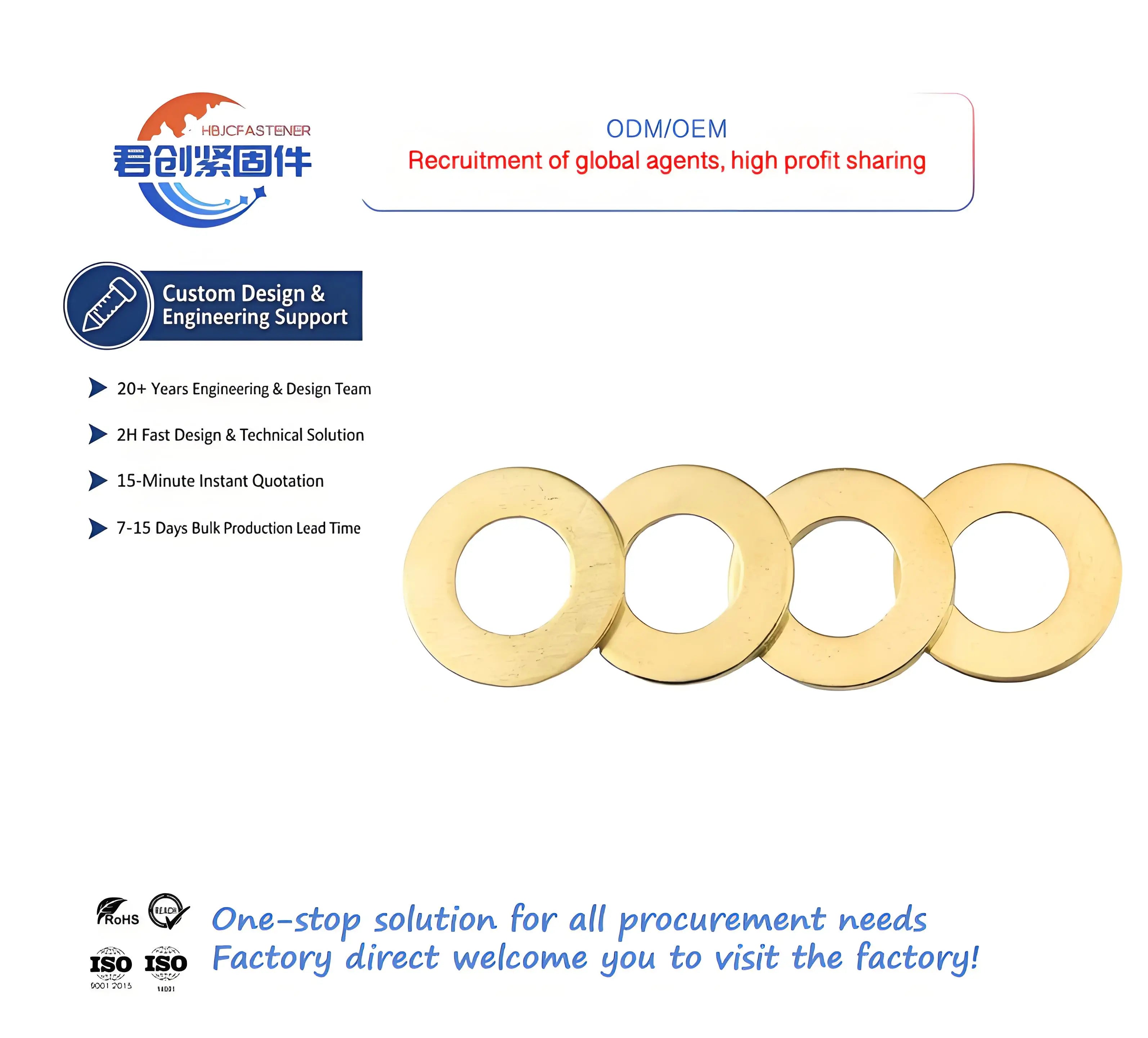 GB97 DIN125 Industrial Solid Brass Split Plain Flat Washer Shim M10 Connectors Lock Washer