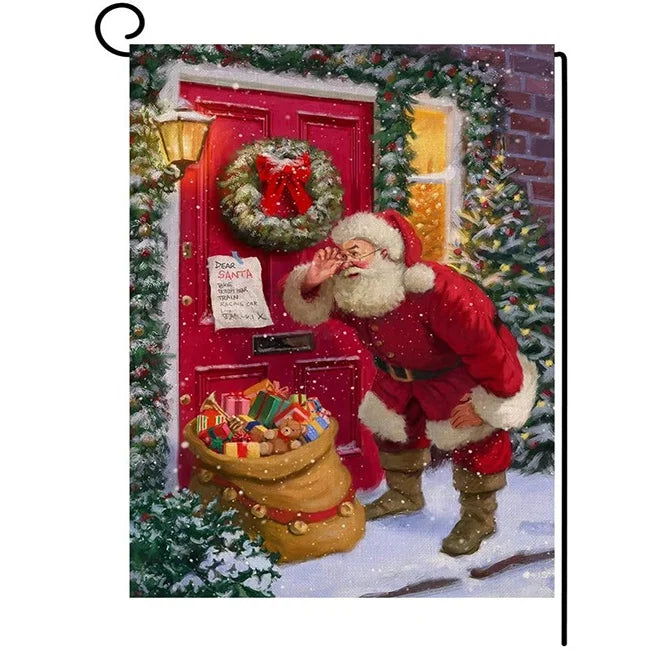 Christmas Surf Small Decorative Garden Banner Christmas Gift Bag Red House Outdoor Decoration Winter Nautical Coast Outdoor Deco