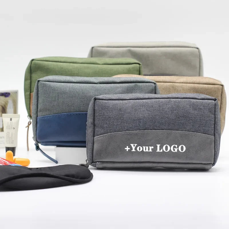 Custom Logo Beauty Canvas Travel Make up Bag for Girls  Portable Women Makeup Case Travel Cosmetic Bags