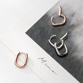 Fashion 925 Sterling Silver Oval Huggie Hoop Earrings Small Geometric Chunky Hoop Earrings for Women Wholesale