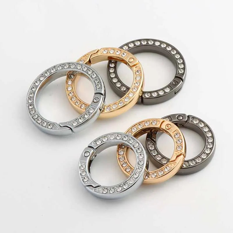 BC043 Fashion Buckle Round Ring Bag Accessories Double-sided Diamond Opening Spring Ring