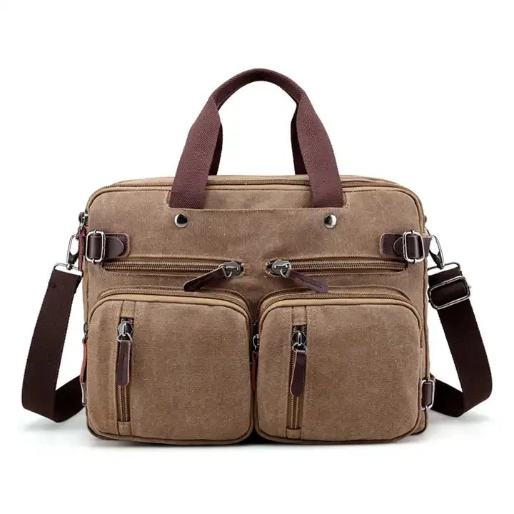 Large Mens Quilted 19.5 Inch Retro Casual Canvas Print Laptop Bag with Strap