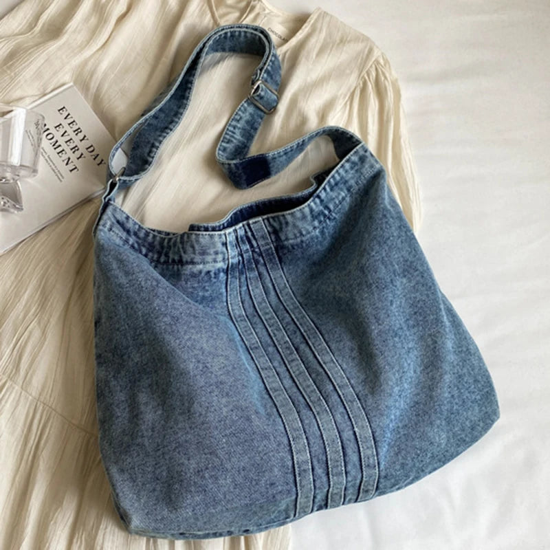 Fashion Custom Shoulder Bag Large Capacity New Design Women's Underarm Bags Retro Casual Versatile Handbag Denim Crossbody Bag