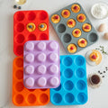 Silicone 12-Hole Round Mold Baking Pan Easy-to-Use Tray for Cake Muffin Baguette Dishes & Pans for Baking