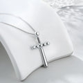 Fine Jewelry 925 Sterling Silver Rhodium Plated Cross Tennis Baseball Pendant Necklace