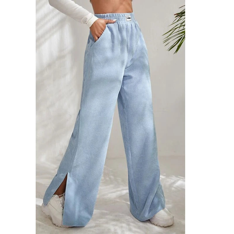 F230704 Clothing Manufacturers Custom Women Pants Streetwear Flare Leg Pant Split Hem Pants Women Fashion Trousers Jogger