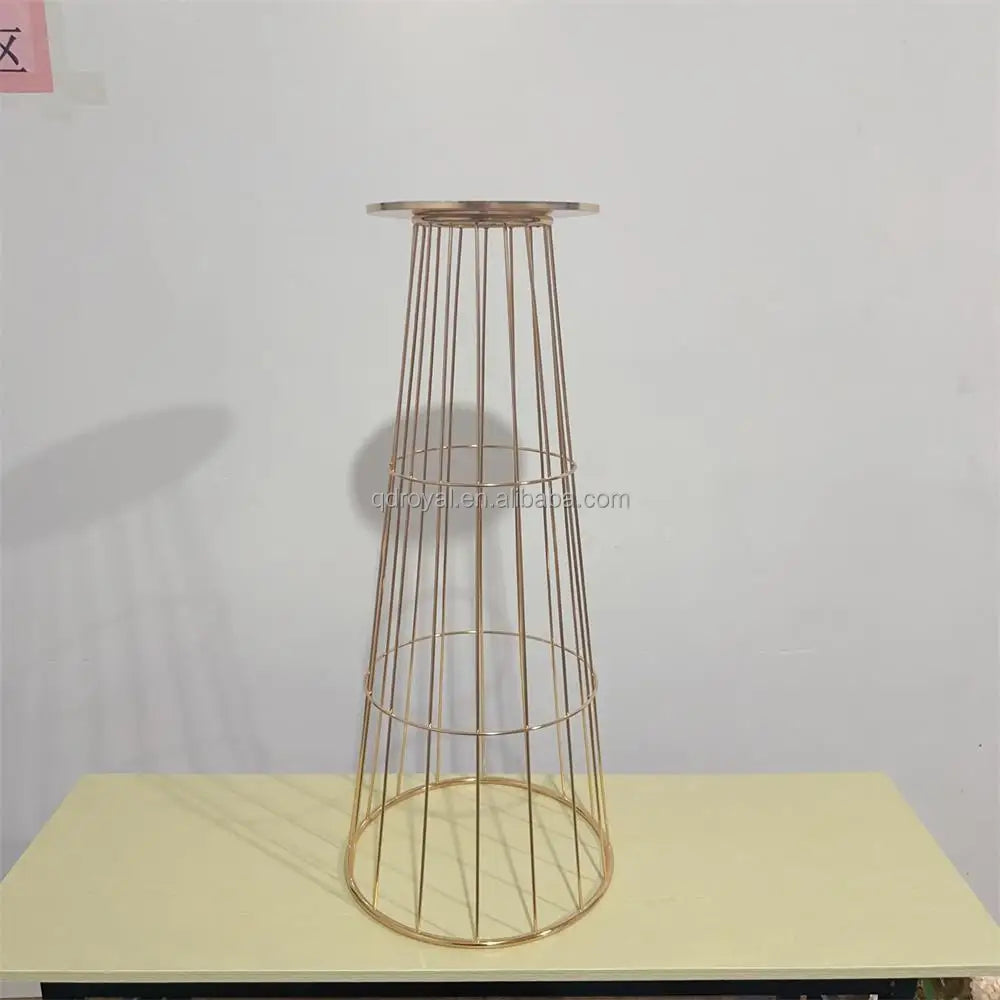 Gold Plated Wedding Metal Flower Stand Tall Geometric Table Floral Display Stand for Centerpiece Arrangement for Decorations