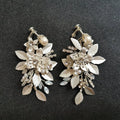 SLBRIDAL Handmade Rhinestones Crystal Freshwater Pearls Alloy Flower Bridal Dangle Earring Wedding Earring Fashion Women Jewelry