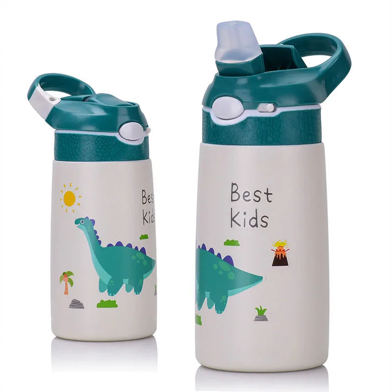 Kids Cute Water Bottle with Straw Lid Vacuum Insulated Stainless Steel and Double Walled Tumbler Travel Cup