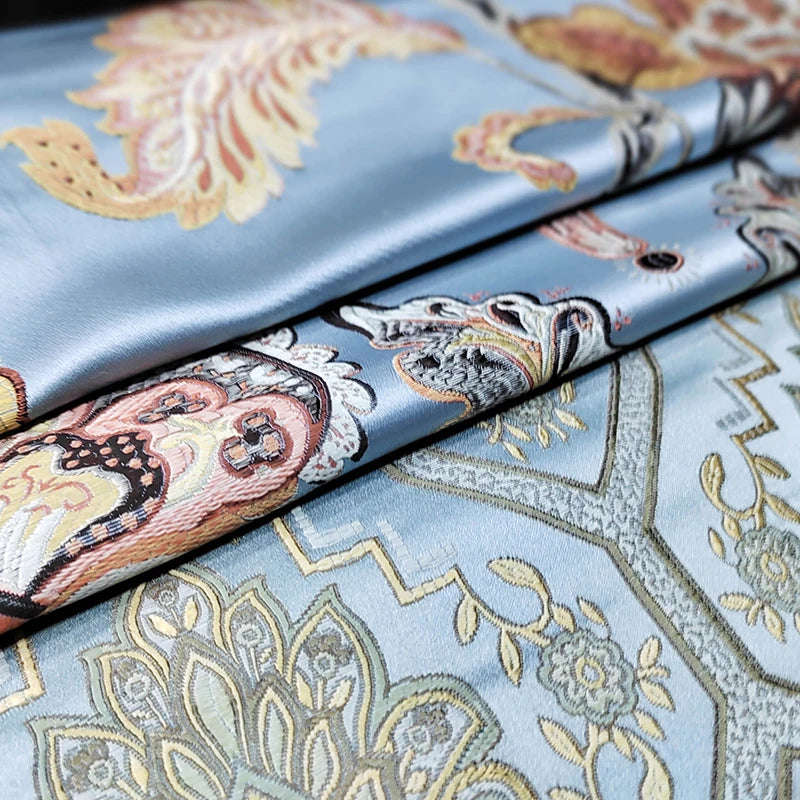 Wholesale MYJ1173-008 Luxury Textile Materials High Quality Stock Jacquard Curtains Fabric Polyester Rayon Dyed Upholstery