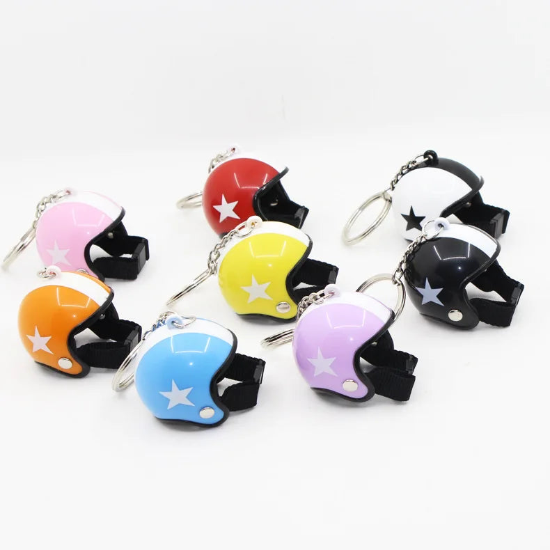 Custom logo Mini 3D Motorcycle Helmet Keychain Pendant Charms Plastic Hard Hat Key Ring