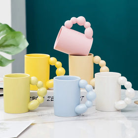 2022 New 350ml Creative Handmade Home Office Breakfast Nordic Ins Style Gourd Big Fat Ear Handle Ceramic Coffee Mug Cup