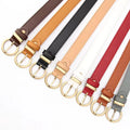 JULUN PU Belt Manufacture Women Gold Belt Slim PU Strap Round Antique Gold Buckle Multi Color Options Women Casual Waist Belt