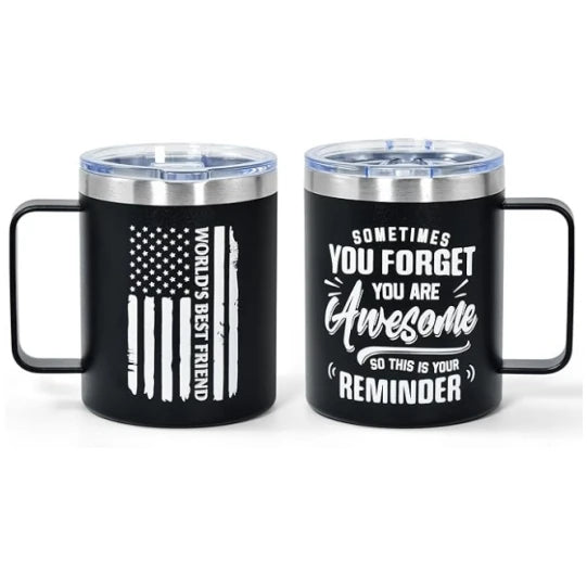 12oz 16oz  Double Wall Insulated Coffee Cup Mug  With Artwork and Handle Lids for Fathers Day Birthday Gift