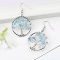 Silver Color Plated Jewelry Tree of Life Earring Hand Crafted 30mm Chakra Crystal Earring