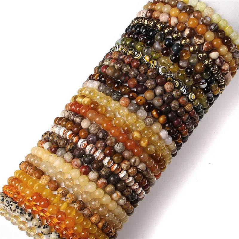 Natural Stone 6MM Yellow Brown Tiger Eye Citrine Strand Beads Bracelet Reiki Yoga Meditation Bracelets for Men Women Jewelry