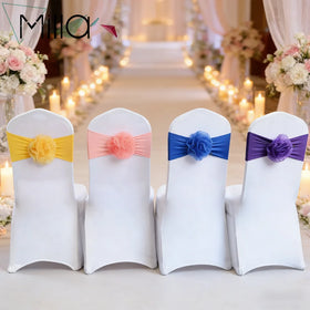 Event Decor 3d Rose Flower Stretchable Spandex Chair Band