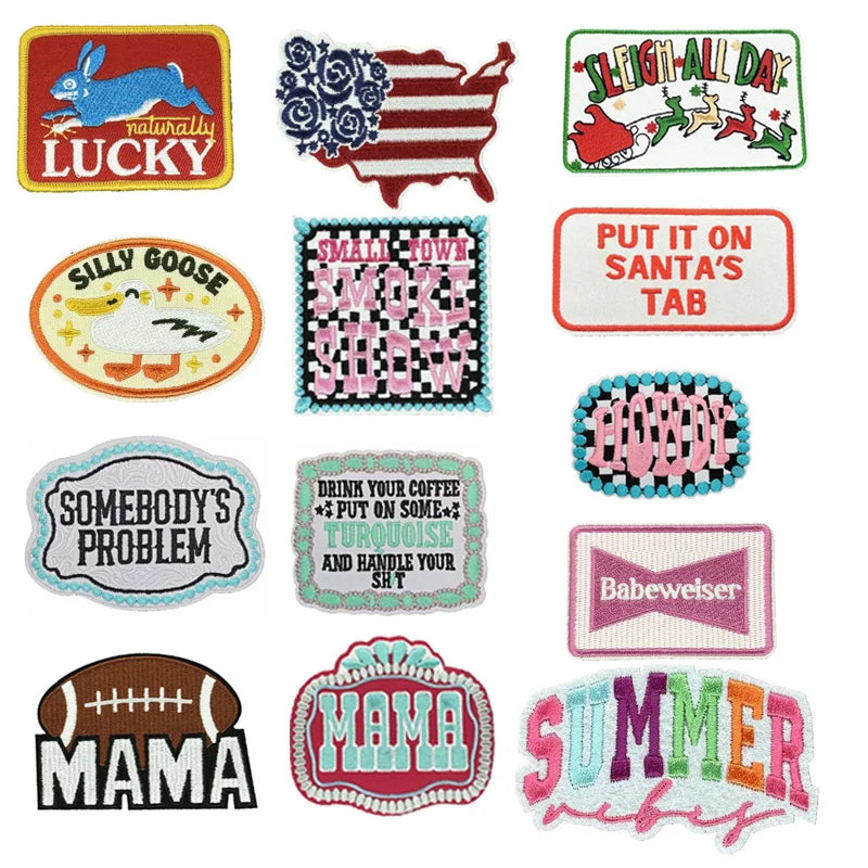 Hotsell Iron on Embroidery Lucky Howdy  Mama Somebody's Problem Put in on Santa's Tab  Patch for Outdoor Overcoat Hat Decoration