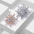 Men's and Women's Luxury Octagonal Star Snowflake Rhinestone Brooch Fashionable Accessory for Banquets and Parties