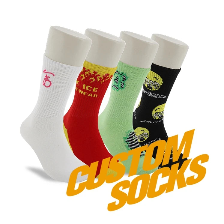 FREE DESIGN & MOCKUP OEM Custom Logo Athletic Sock Customized Made Cotton Crew Sport Sock