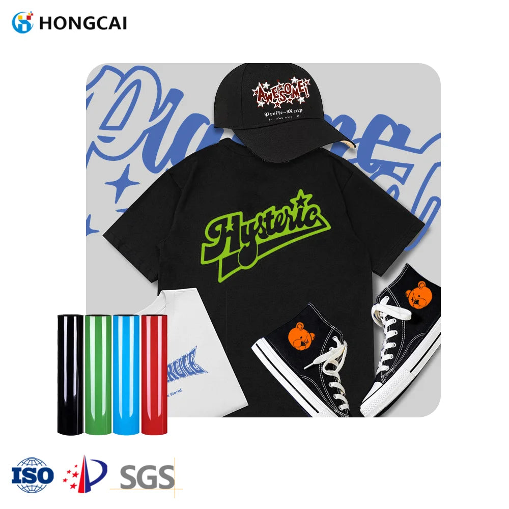 Hongcai PU Vinyl Film High Temperature HTV Washable Heat Transfer Rolls Iron on Clothing Printing for Textiles