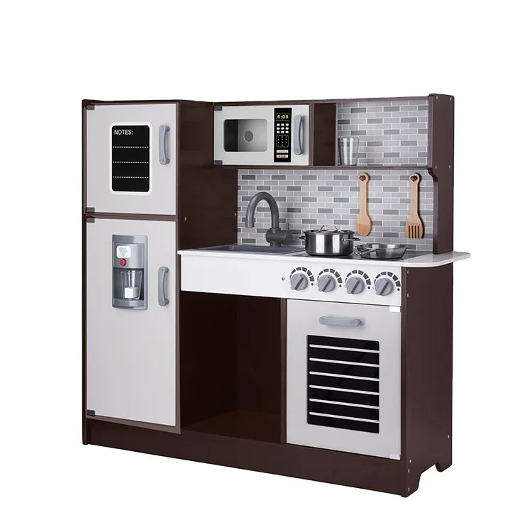 Large Wooden Kitchen Toys Children Simulation Food Games Black Cooking Set Pretend Play Toys for Kids