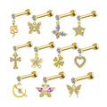 Gaby New Arrive Cartilage Earrings butterfly Crown Design Ear Stud with Ball End Fashion Surface Piercing Jewelry Wholesale