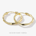 925 Sterling Silver Rhodium & Gold Plated Thick Twisted Trendy Geometric Hoop Huggie Earrings