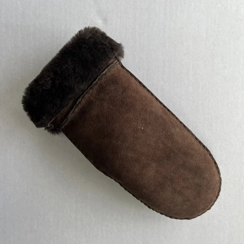 Sample Support Wholesale Double Face Sheepskin Leather Gloves Sheepskin Mittens Hand-sewing Australian Sheepskin Gloves