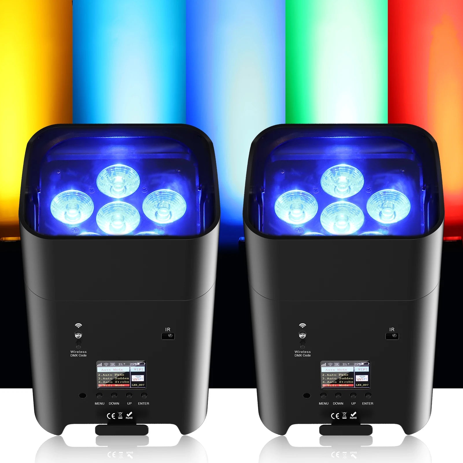 Wireless Built-in Battery Remote Control WiFi Par Light Wash Light 6PCS 18W RGBWA+UV Six-in-one Par Light for Wedding Stage