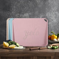 Double Sided Wheat Straw Cutting Board Eco-Friendly Plastic Chopping Block with Non-Slip Handle | Juice Groove & Anti-Scratch