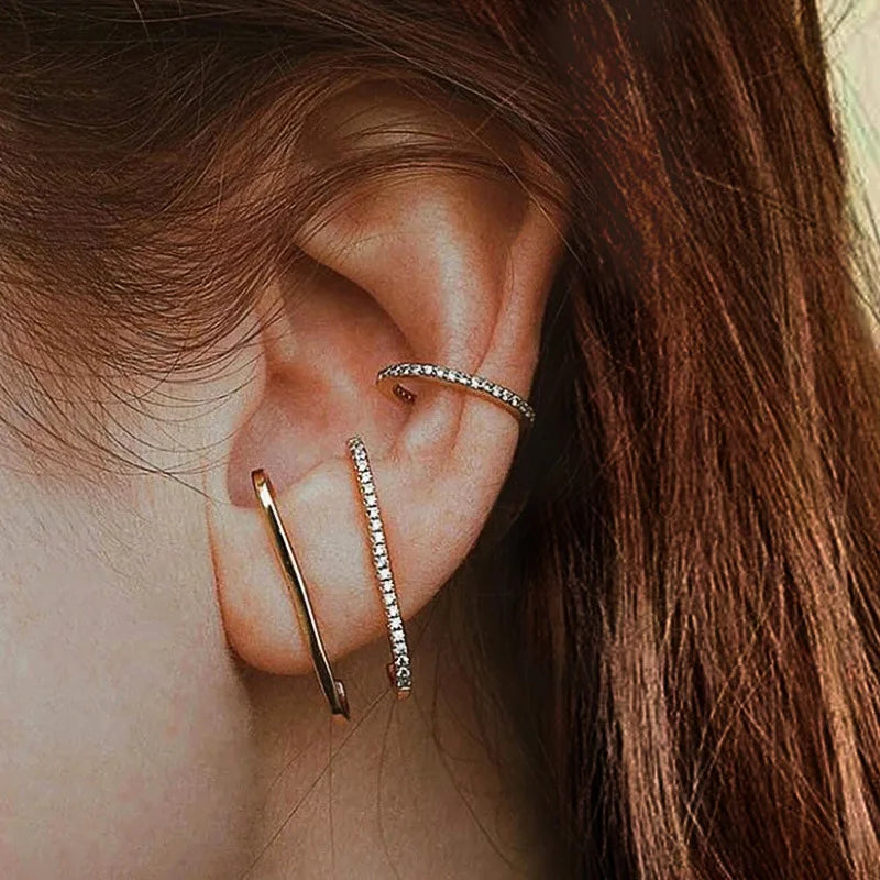 Europe Lady Fashion Earrings Simple Gold Plated Letter C Shaped Crystal Stud Earrings for Women 2023
