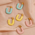 Valentines Day Accessories Dainty Enamel Earrings U Shape Gold Plated Huggies Hoop Earring