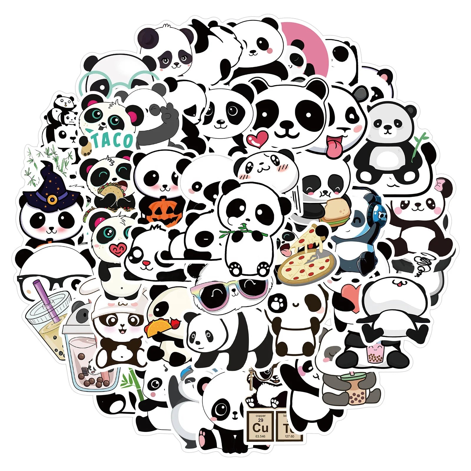50Pcs Kawaii Panda Animal Decor Sticker for Kids Children Skateboard Luggage Laptop Vinyl Diy Graffiti Stickers Washi