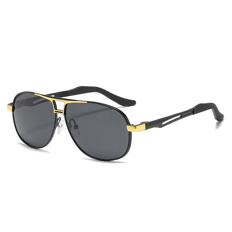 H202 Unisex Sunglasses Retro Gold Metal Square Korean Style UV400 Polarized Photochromic Transition Sun Protection for Driving