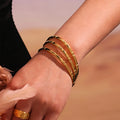 Fashion Jewelry Bangles & Bracelets 18K Gold Plated Stainless Steel Thin Bamboo Bracelet Bangle for Women