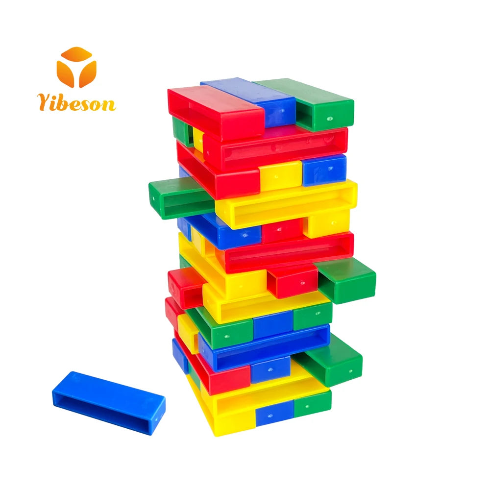 Kids Adult Family 40 Piece Small Traveling Education Set Toys Plastic Tumble Tower Building Block Stacking Board Game With Dice