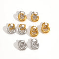 Women's 18K PVD Gold-plated Stainless Steel Geometric Circular Drop Earrings Waterproof Hypoallergenic Fashionable Jewelry Gift