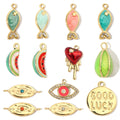 Beimai OEM Accessories Small Fish Oil Watermelon Eyes Stainless Steel Charms for Jewelry Making Pendant