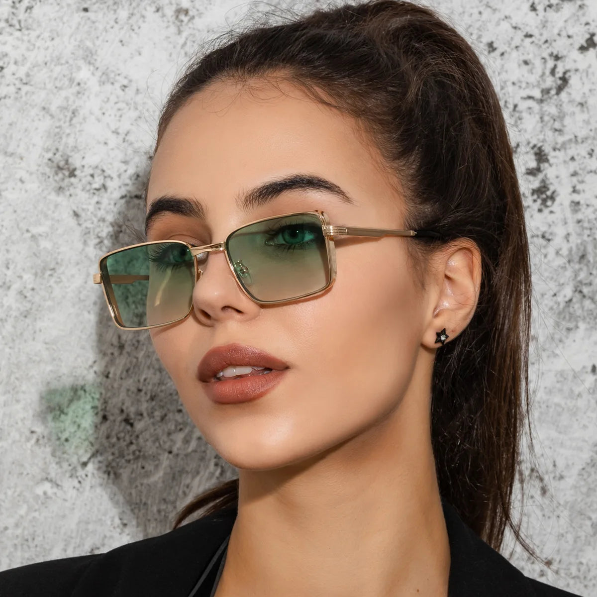UNOC New Retro Square Sunglasses for Men and Women Cool Gold and Blue PC Frame Glasses Trendy for Girls
