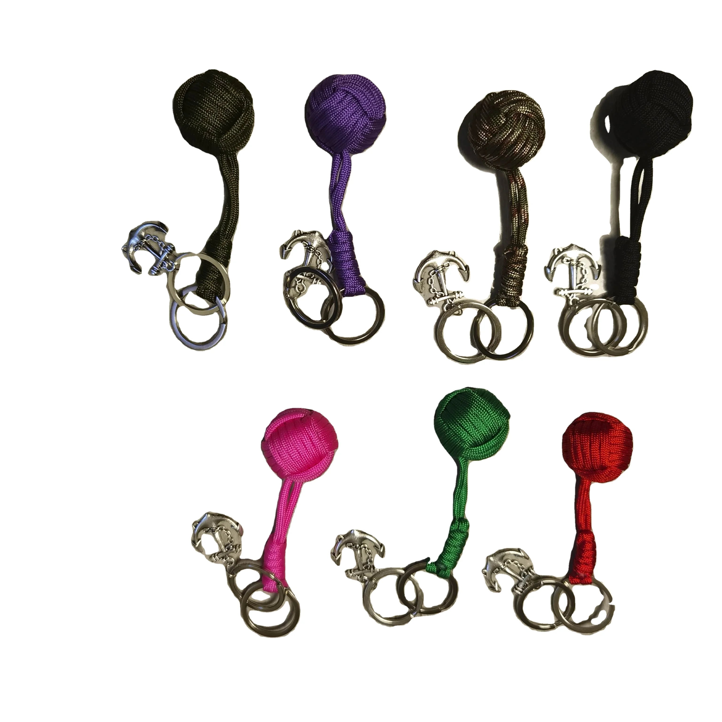 Outdoor Parachute Cord Woven Key Ball Self-defense Tool Steel Ball Seven-core Survival Monkey Fist Paracord Keychain