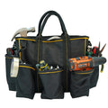 Heavy Duty Open Top Tool Tote Wide Mouth Contractor Bag with Shoulder Strap HVAC Supply Cleaning Caddy Organizer