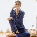 Custom Satin Sleep Wear 100% Silk Pyjamas Set Women Silk Pajamas With Long Sleeves and Long Pants