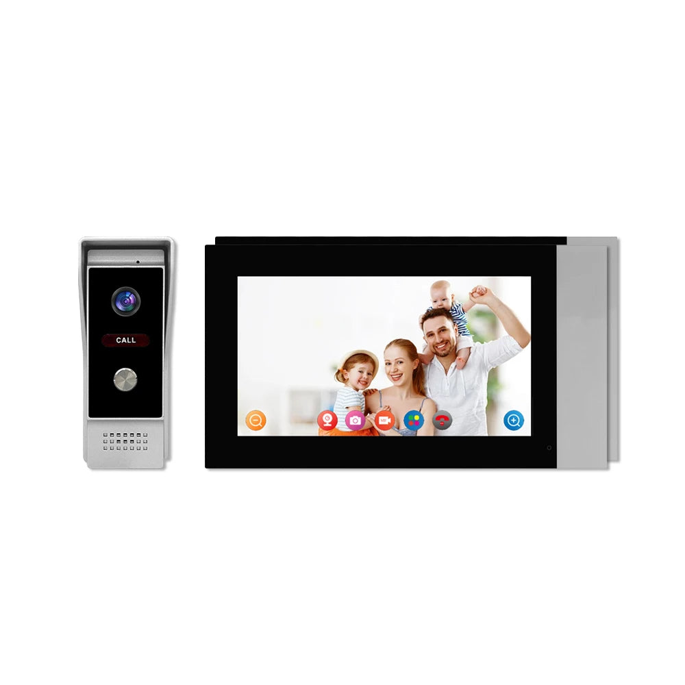 AHD 7 Intelligent Two Monitor Mini Video Door Bell Wifi Smart Life Visiophone with Remote Control Plug Power Source