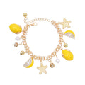 Yellow Fruit Lemon Bracelet Gold Star Pearl Rhinestone Pendant Bracelet for Women