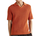 Summer New Short Sleeved Knitted Embroidered Letter for Shirt Men's Flip Collar V-neck Slimming Business Pocket Formal