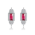 Fine Jewelry 925 Sterling Silver Rhinestone Zircon Diamond Women Fashion Square Shape Gemstone Stud Earrings